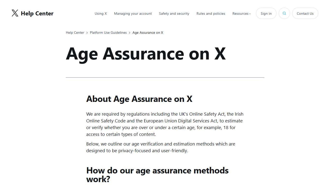 Age Assurance on X